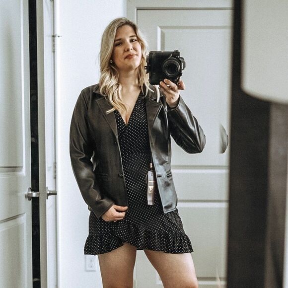 A G Milano 90's Y2K Button Front Italian Faux Leather Brown Blazer Jacket Sz M - Picture 11 of 16